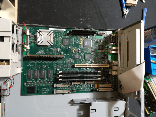 A clean motherboard installed back in the pc case.