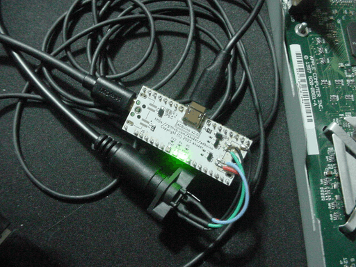 The same pi pico with another pcb from the previous image with some cables plugged in