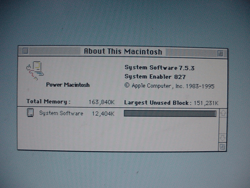 About this Macintosh windows showing software version 7.5.3