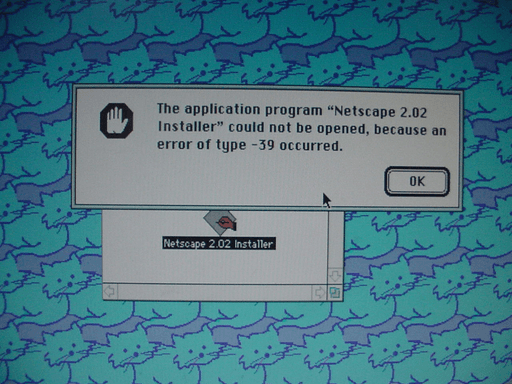Error-message with error of type -39.