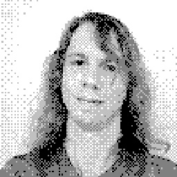 A low-resolution grayscale photo of Dekkia taken with a Gameboy Camera.